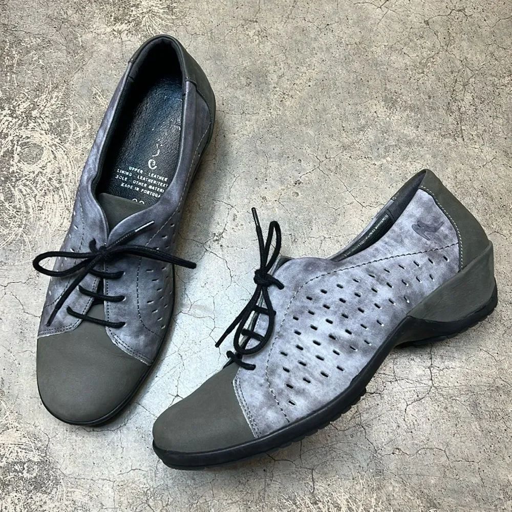 Milano Gray leather and suede casual shoes made in Portugal